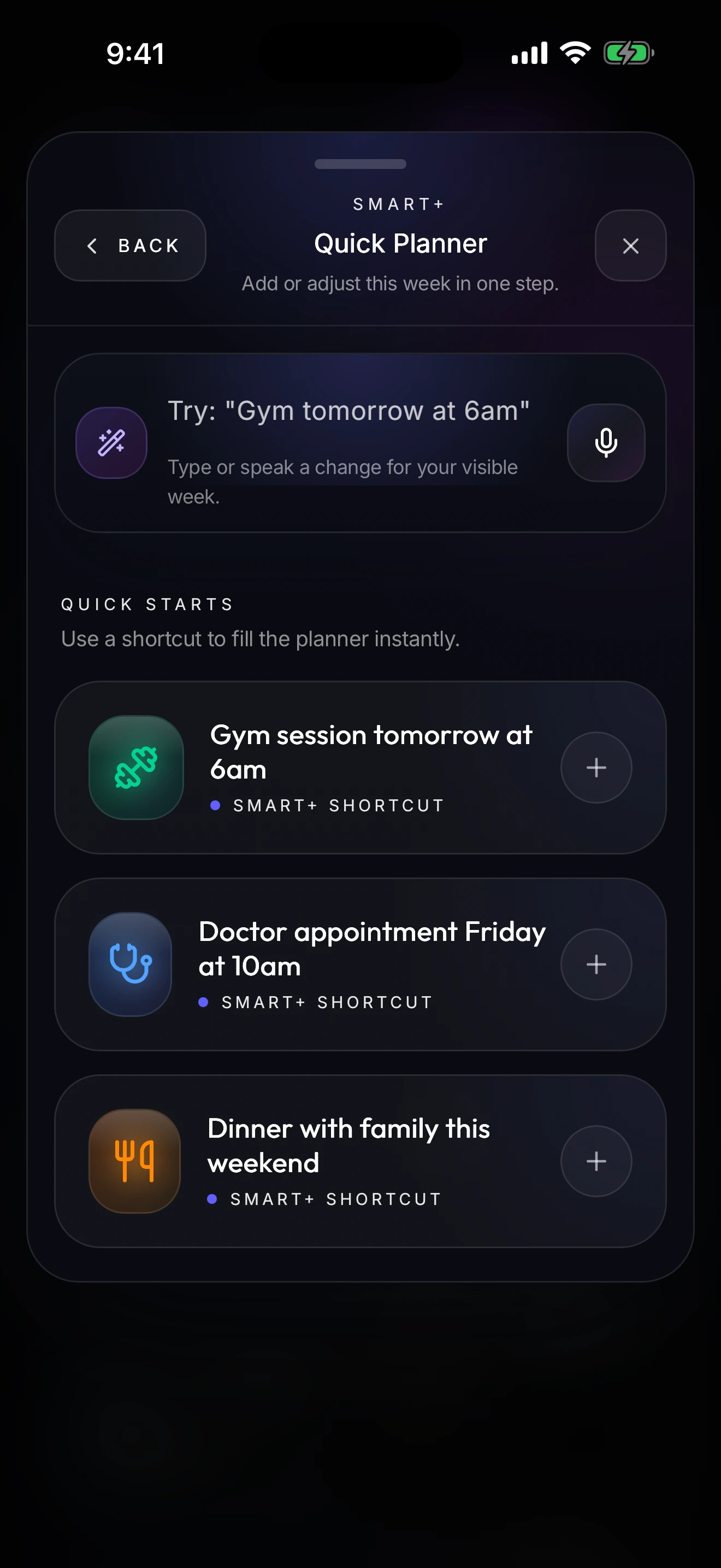 Actual Kairova Smart+ Quick Planner interface